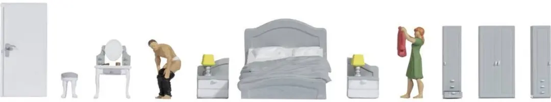 Noch H0 Themaset Slaapkamer Figuren Kant-en-klaar