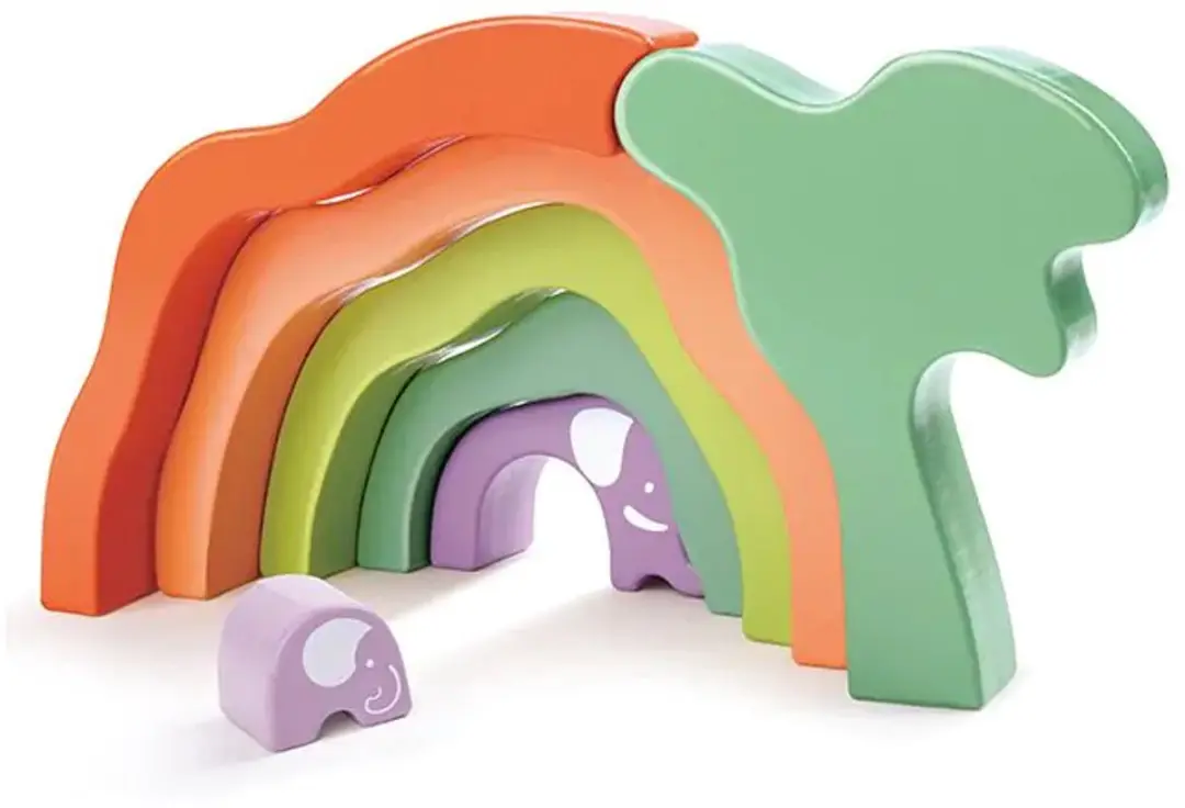 Hape Safari Olifant Stapelblokken E0489A - Veelkleurig - afbeelding 6 van 6