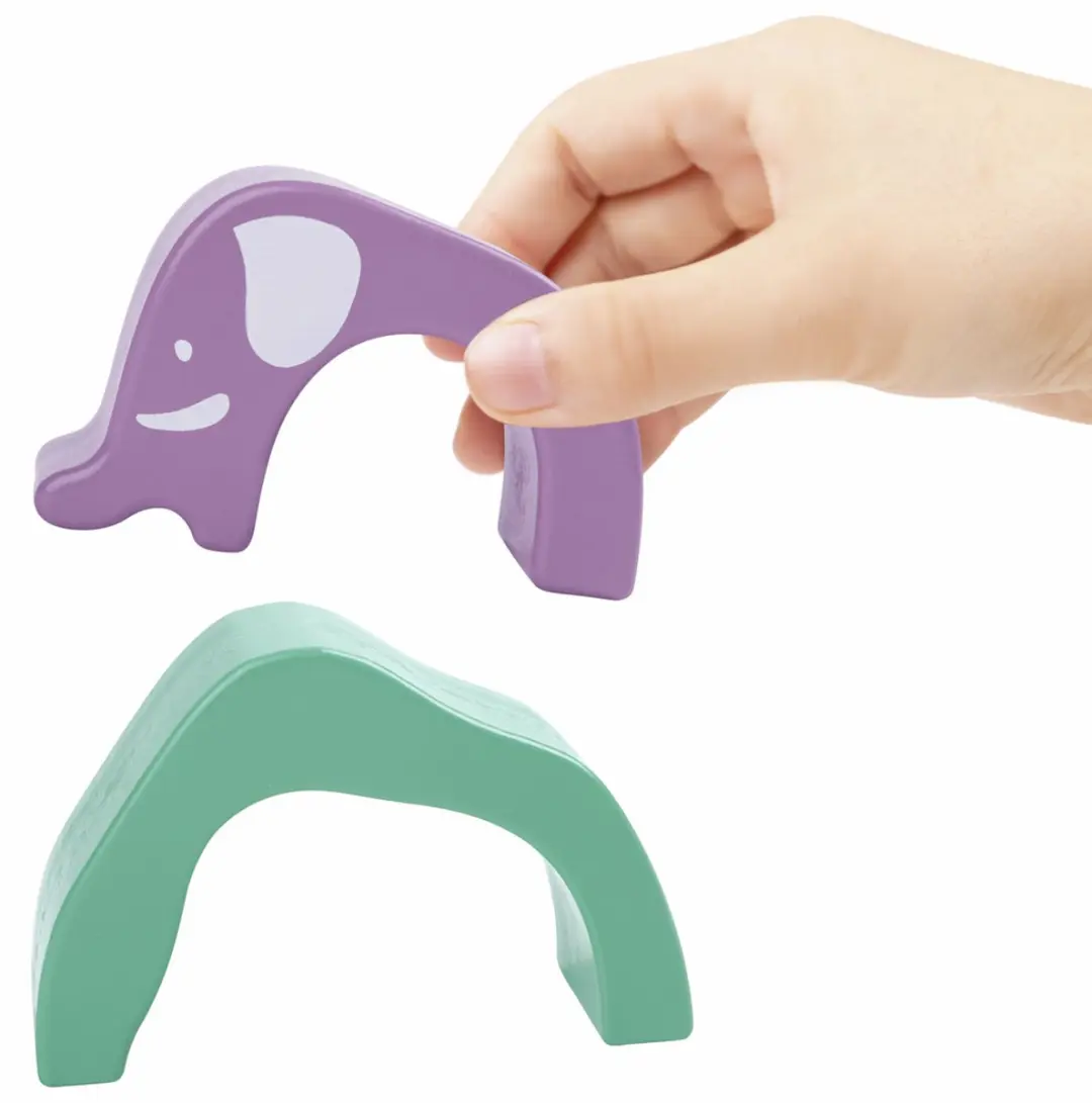 Hape Safari Olifant Stapelblokken E0489A - Veelkleurig