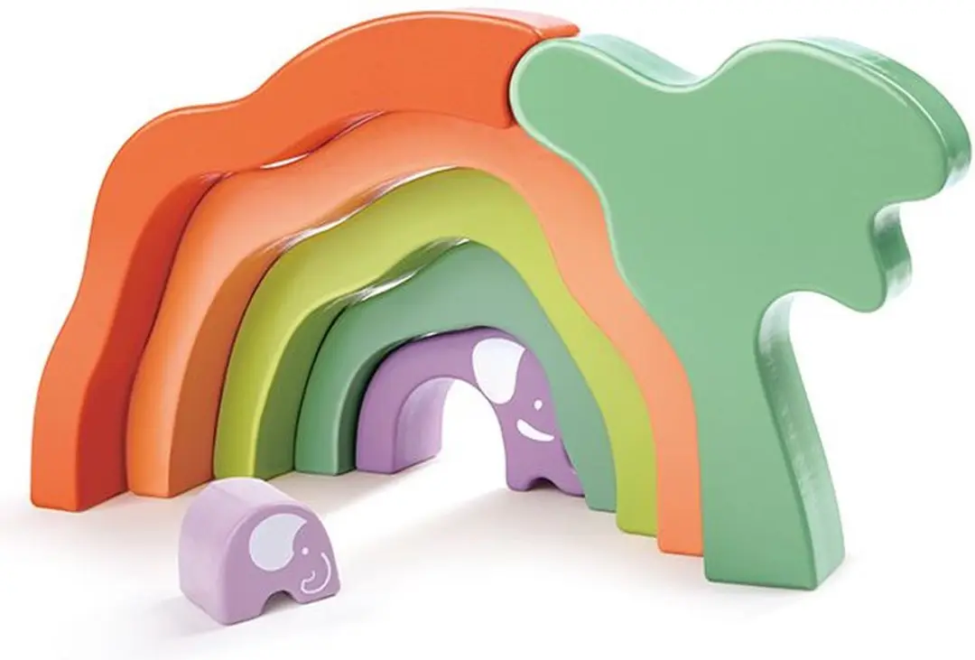 Hape Safari Olifant Stapelblokken E0489A - Veelkleurig