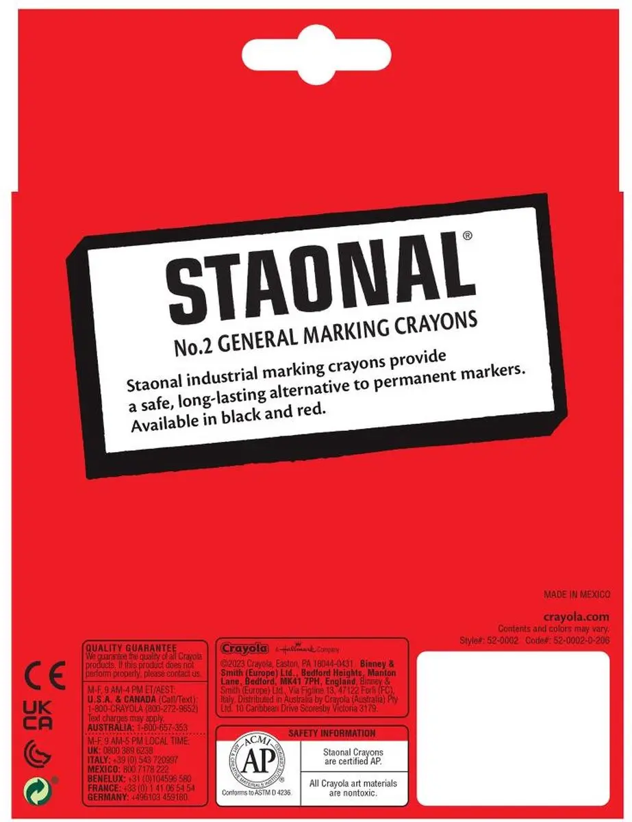 Crayola Staonal Marking Crayons 5225038 - 8 Stuks - Rood