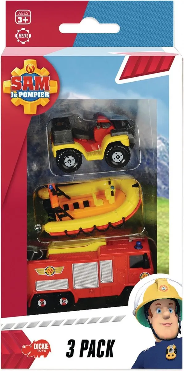 Smoby Stra?ak Sam Voertuigen 3-Pack 1:64 - Rood