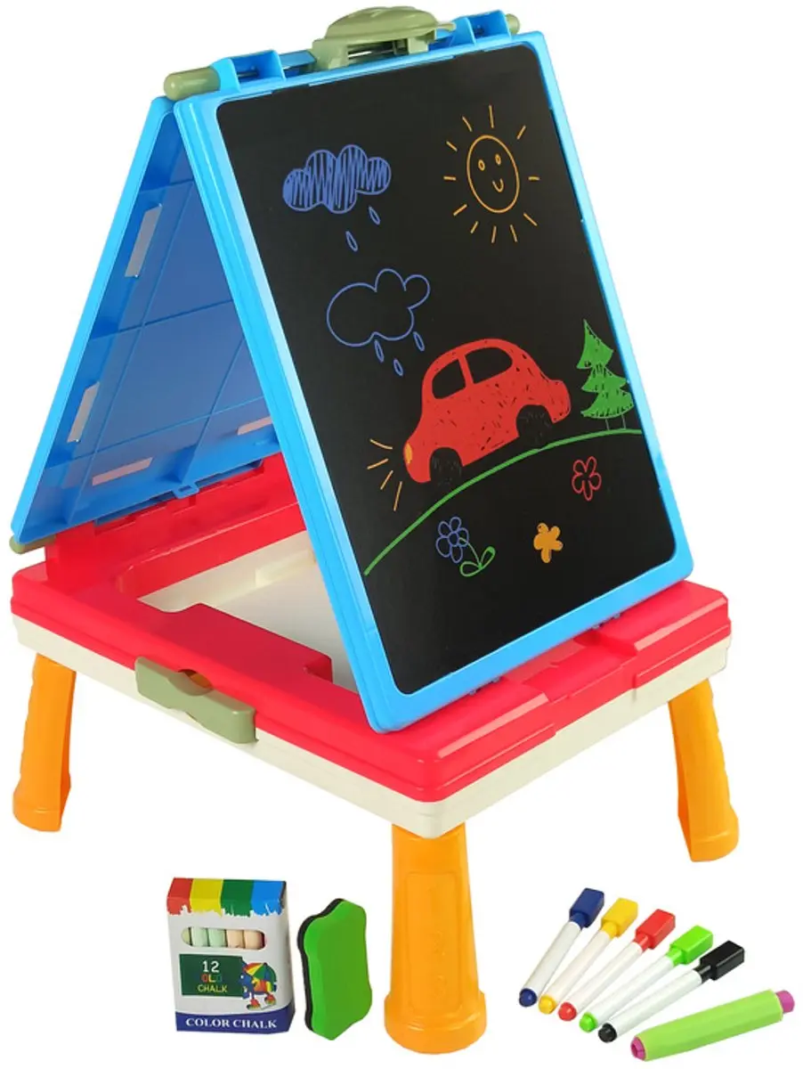 Lean Toys Magnetisch Krijtbordtafel 3-in-1 - Blauw