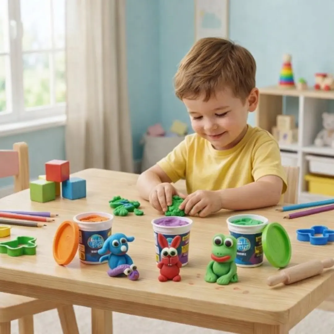 Eddy Toys Kleiset 22-delig - 10 Potjes Klei + 12 Vormpjes - Meerkleurig