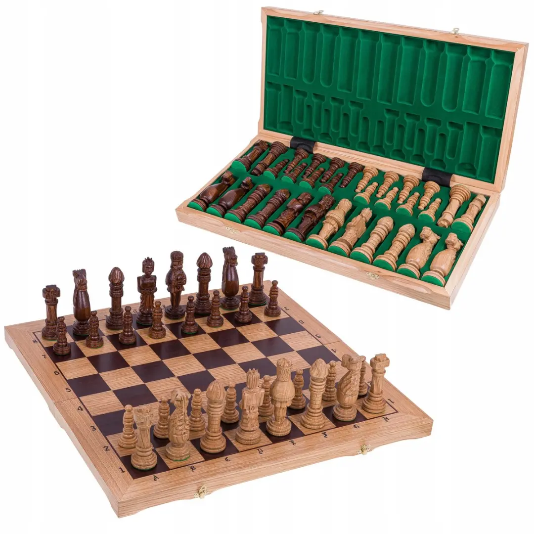 Square Enix Luxe Houten Spaanse Schaakset 65x65cm Massief Eiken