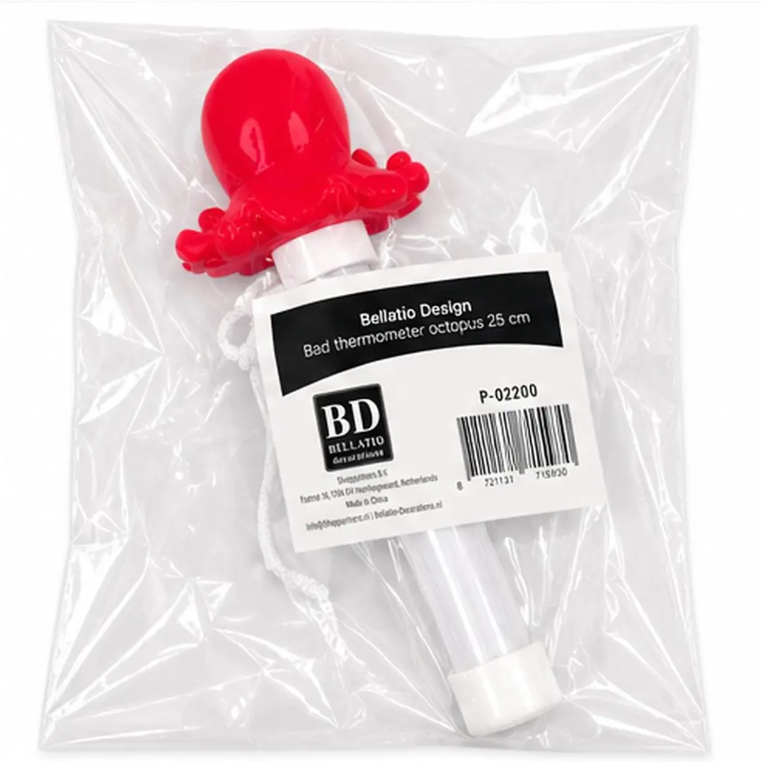 Bellatio Design Octopus Zwembadthermometer - Drijvend - 25cm - Rood