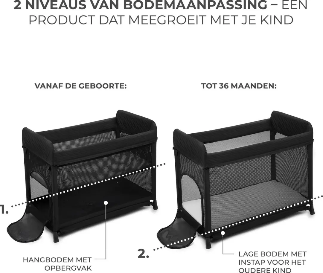 KinderKraft Moon Dream Reisbedje 0-3 jaar - Zwart