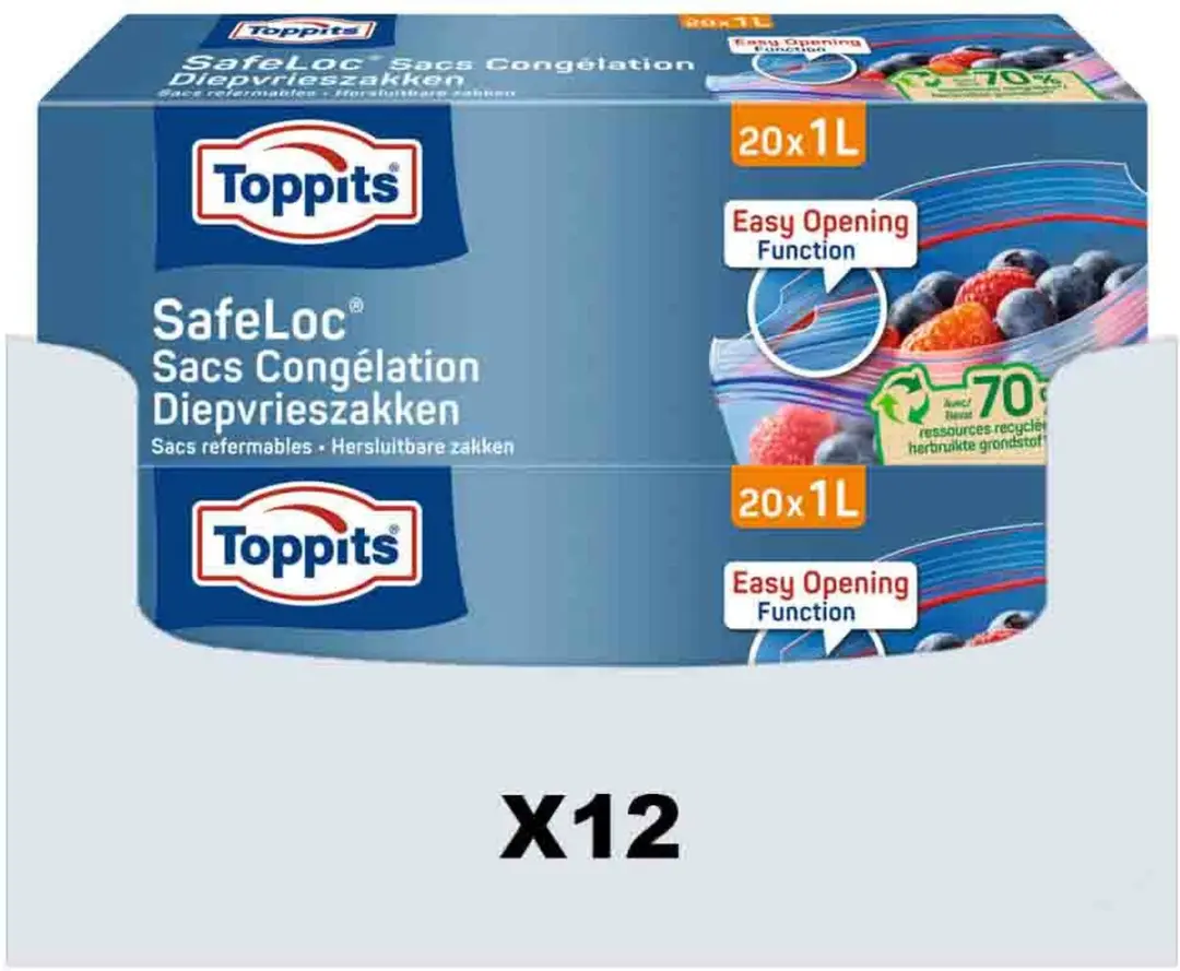 Toppits Safeloc Zip Diepvrieszakken 1L
