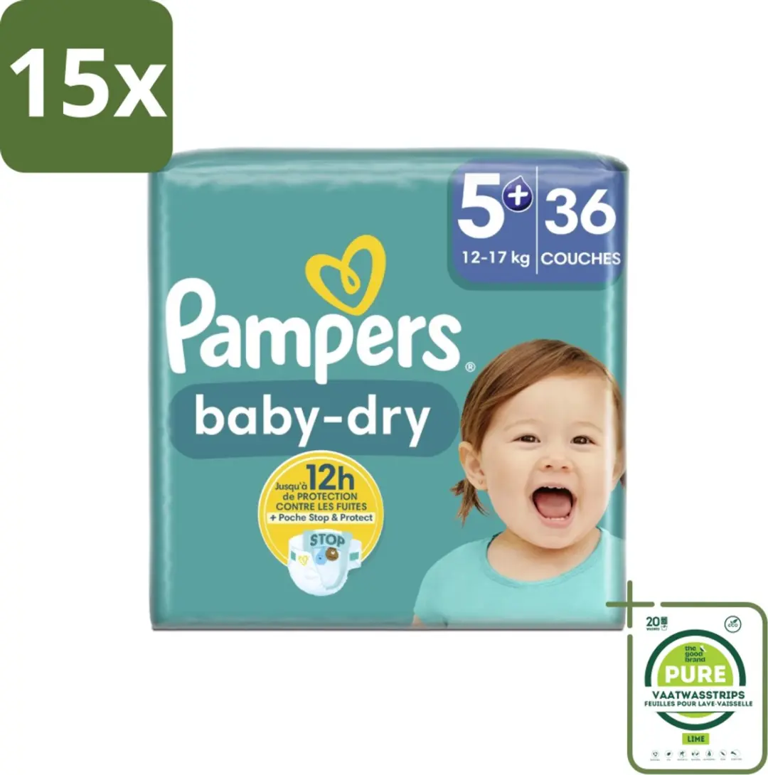 Pampers Baby-Dry Maat 5+ Luiers - 540 Stuks (15x36)