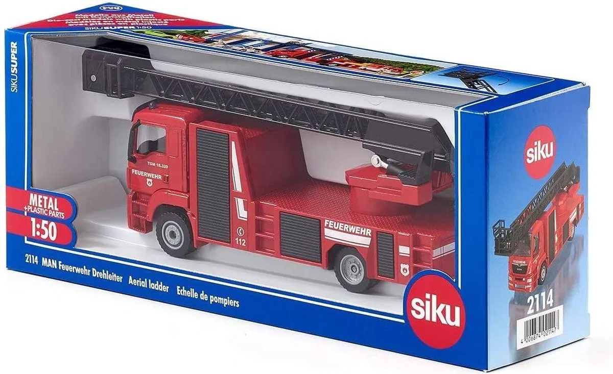 SIKU 2114 Brandweer Draailadder 1:50 - Rood