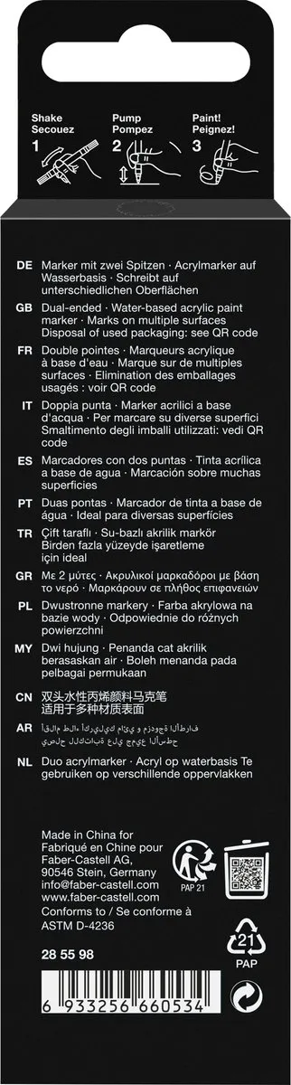 Faber-Castell acrylmarker - Black Edition - Shake & Paint - zwart - FC-285598