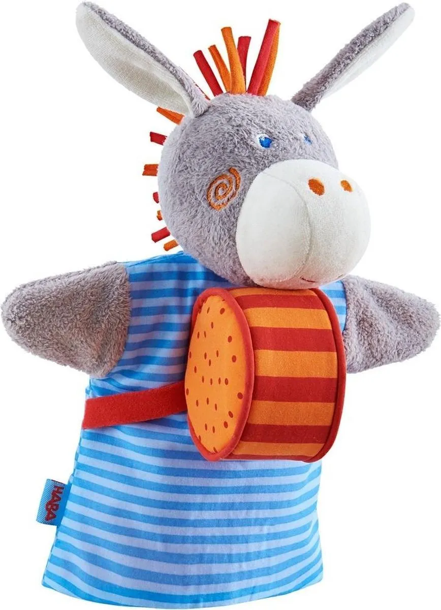 Haba Klankhandpop Ezel 33 Cm Grijs/blauw