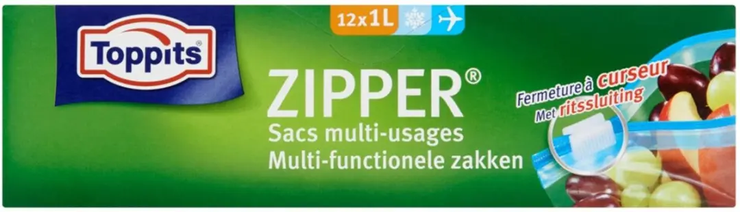 Toppits Zipper Multi-Functionele Zakken 1L - 12x12 Stuks