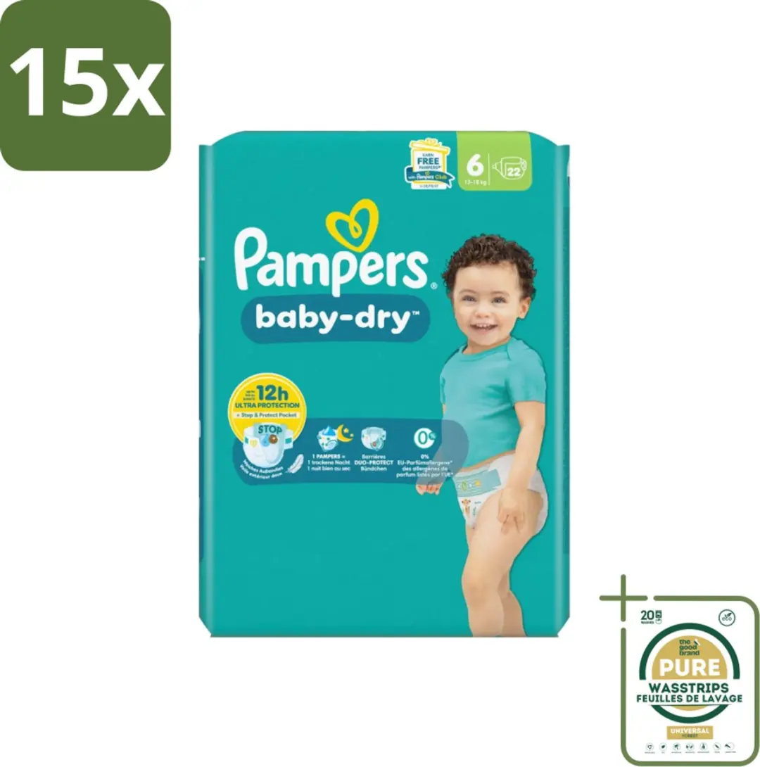 Pampers Baby Dry Maat 6 Luiers - 330 Stuks (15x22)