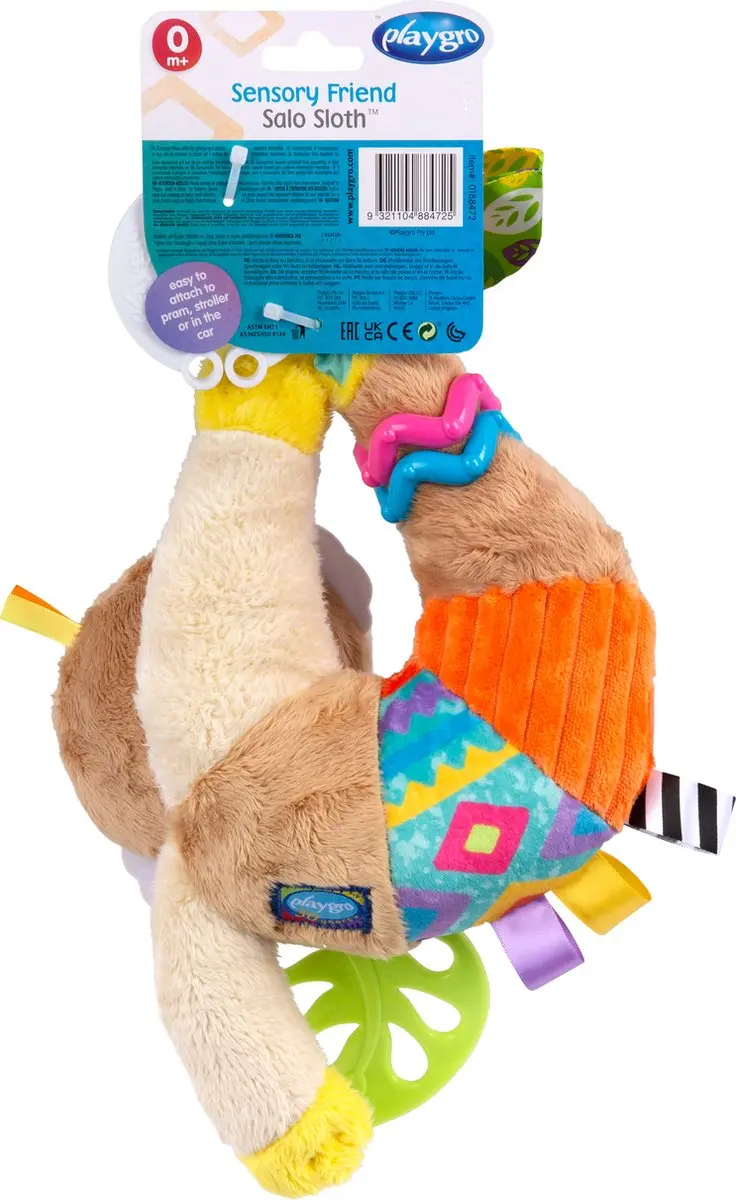 Playgro Luiaard Salo Activiteitenknuffel - Licht bruin