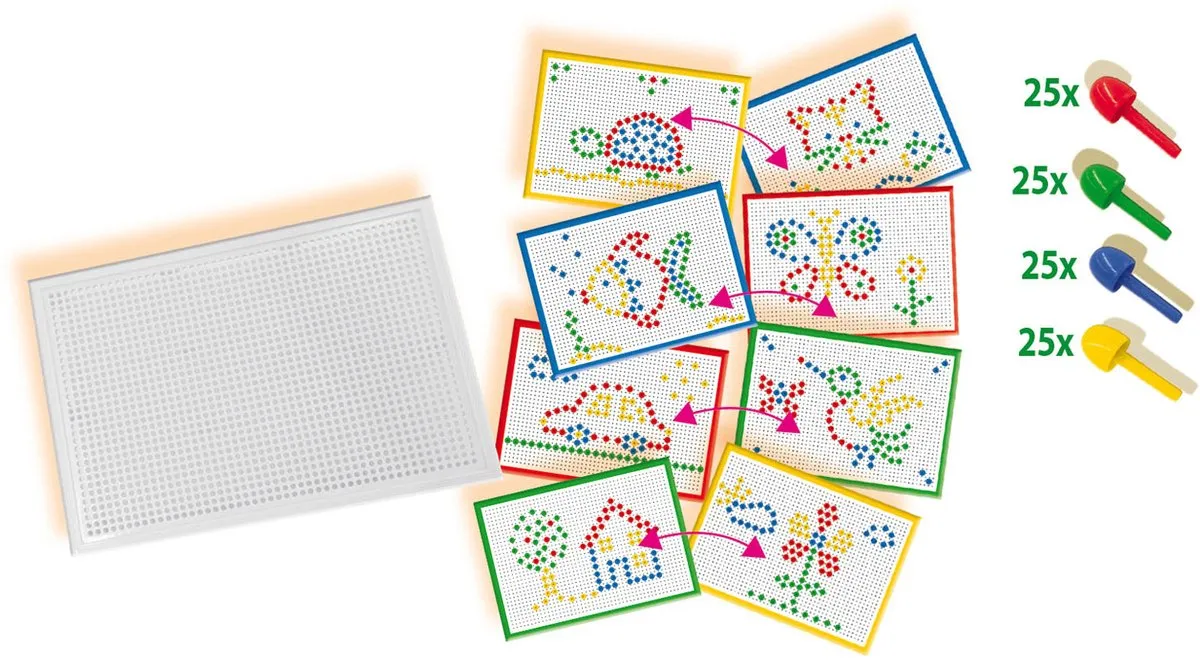 SES Creative Mozaïekbord Montessori Speelgoed - 8 Stuks