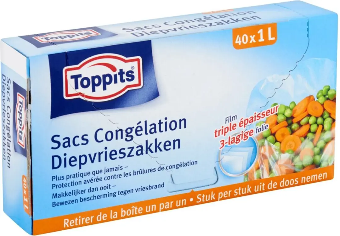 Toppits Diepvrieszakjes 1L - 400 Stuks (10x40)