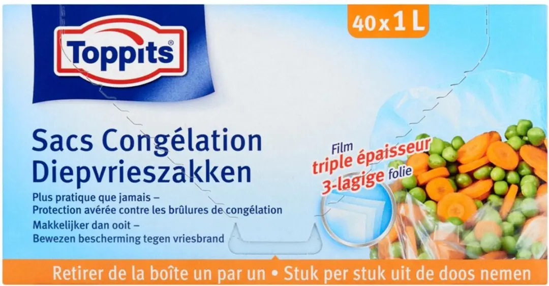 Toppits Diepvrieszakjes 1L - 400 Stuks (10x40)