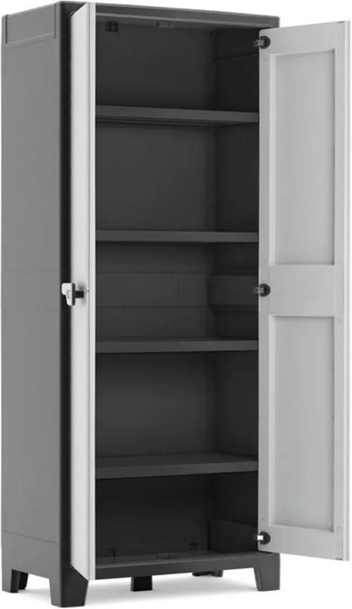 Keter Titan Hoge Kast 80x44x182cm - 4 Planken - Zwart/Grijs