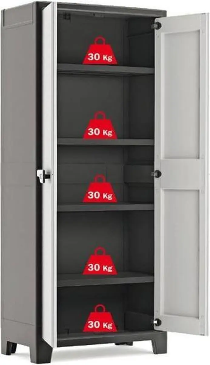 Keter Titan Hoge Kast 80x44x182cm - 4 Planken - Zwart/Grijs
