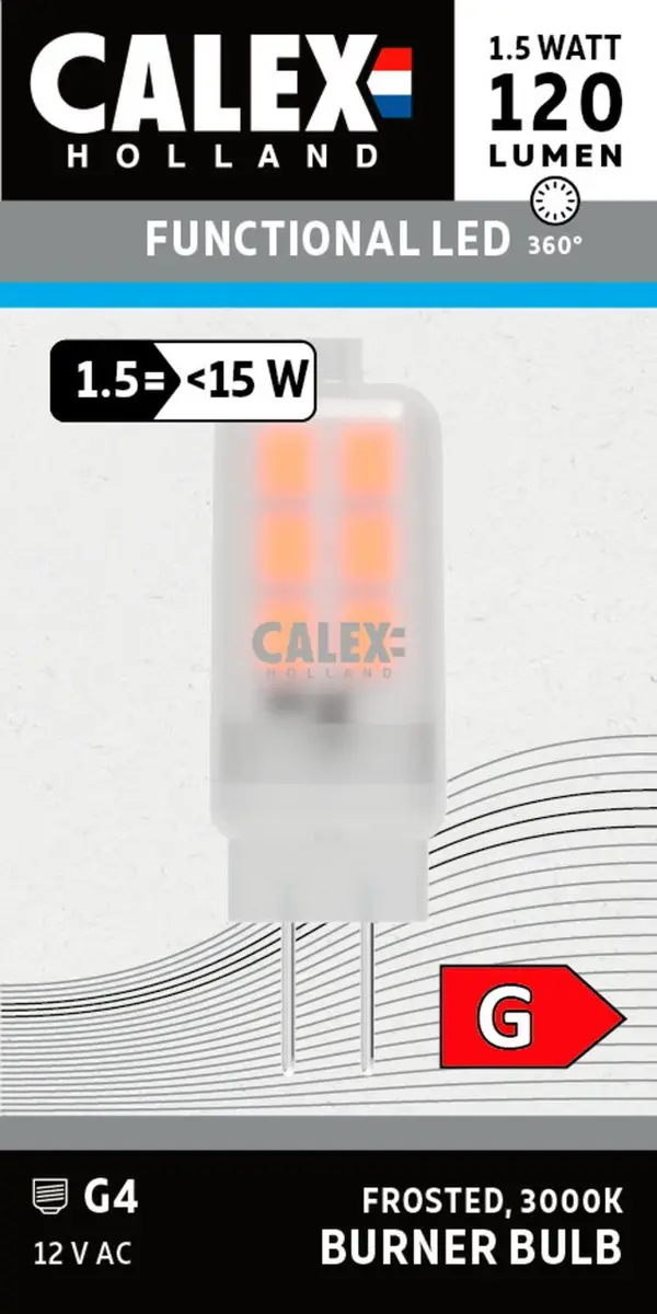 Calex LED Insteeklamp G4 1.5W Dimbaar - Mat - 3000K - afbeelding 4 van 6