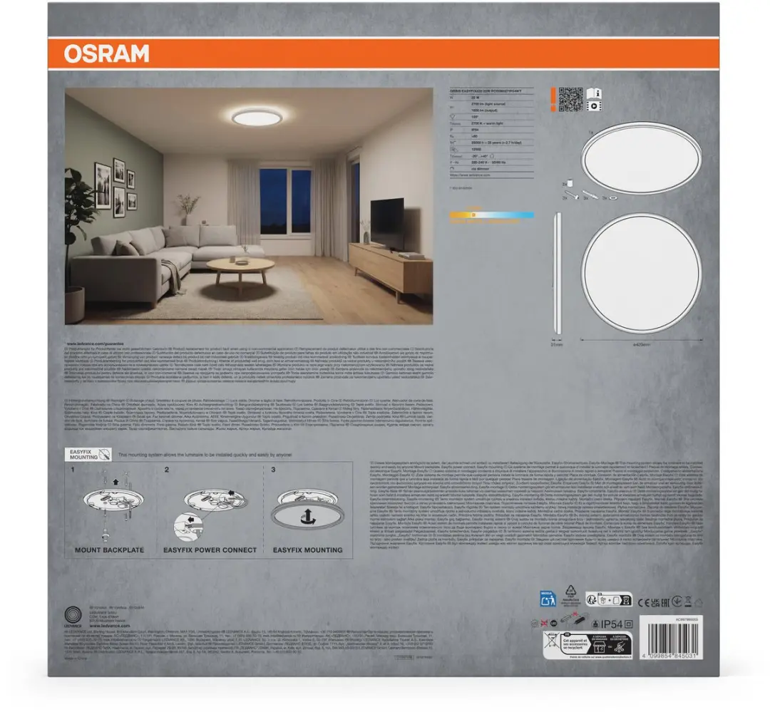 Osram Orbis Easyfix 420mm Plafondlamp 22W - 2700K - 1850lm - Wit - afbeelding 5 van 5