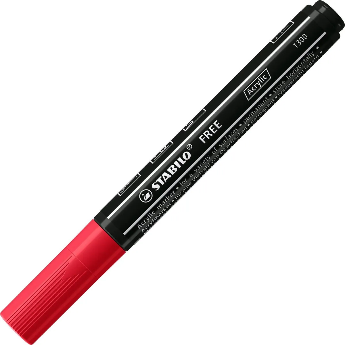 STABILO FREE T300 Acryl Marker Karmijnrood - 5 Stuks