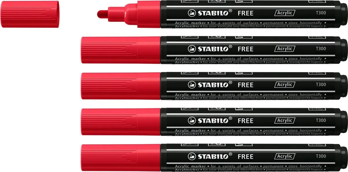 STABILO FREE T300 Acryl Marker Karmijnrood