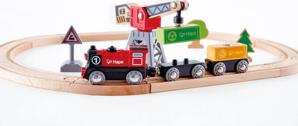 Hape Vrachtleveringscircuit E3731 - 14 Stuks - Veelkleurig - afbeelding 6 van 6
