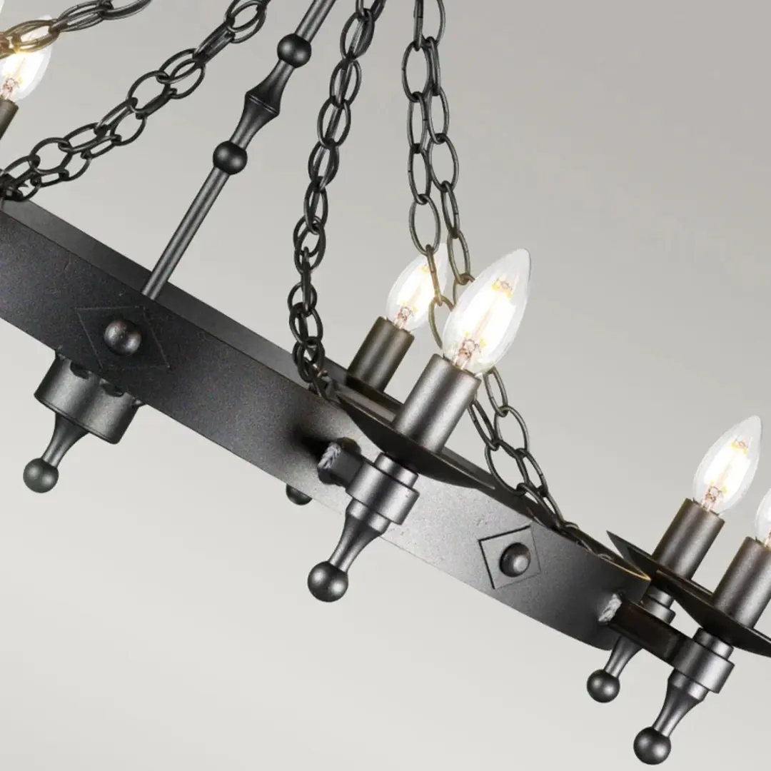Elstead LED Kroonluchter 8x E14 60W - Dimbaar - Graphite Black