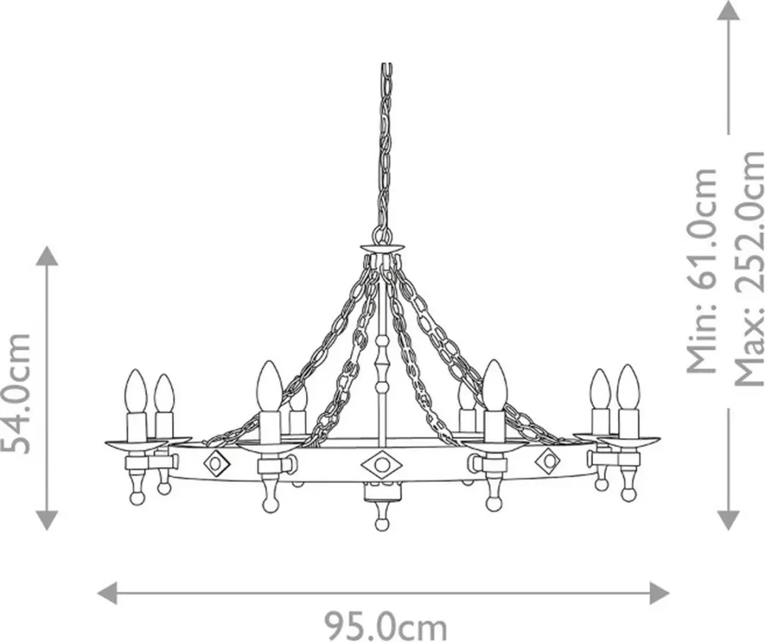 Elstead LED Kroonluchter 8x E14 60W - Dimbaar - Graphite Black