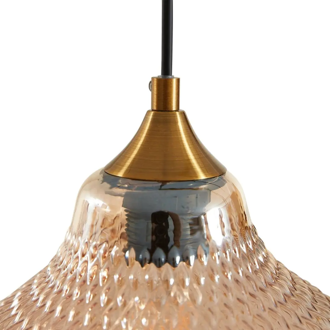 Lindby Hanglamp 3-lichts Glas Metaal 32cm E27 Amber Goud - afbeelding 3 van 6