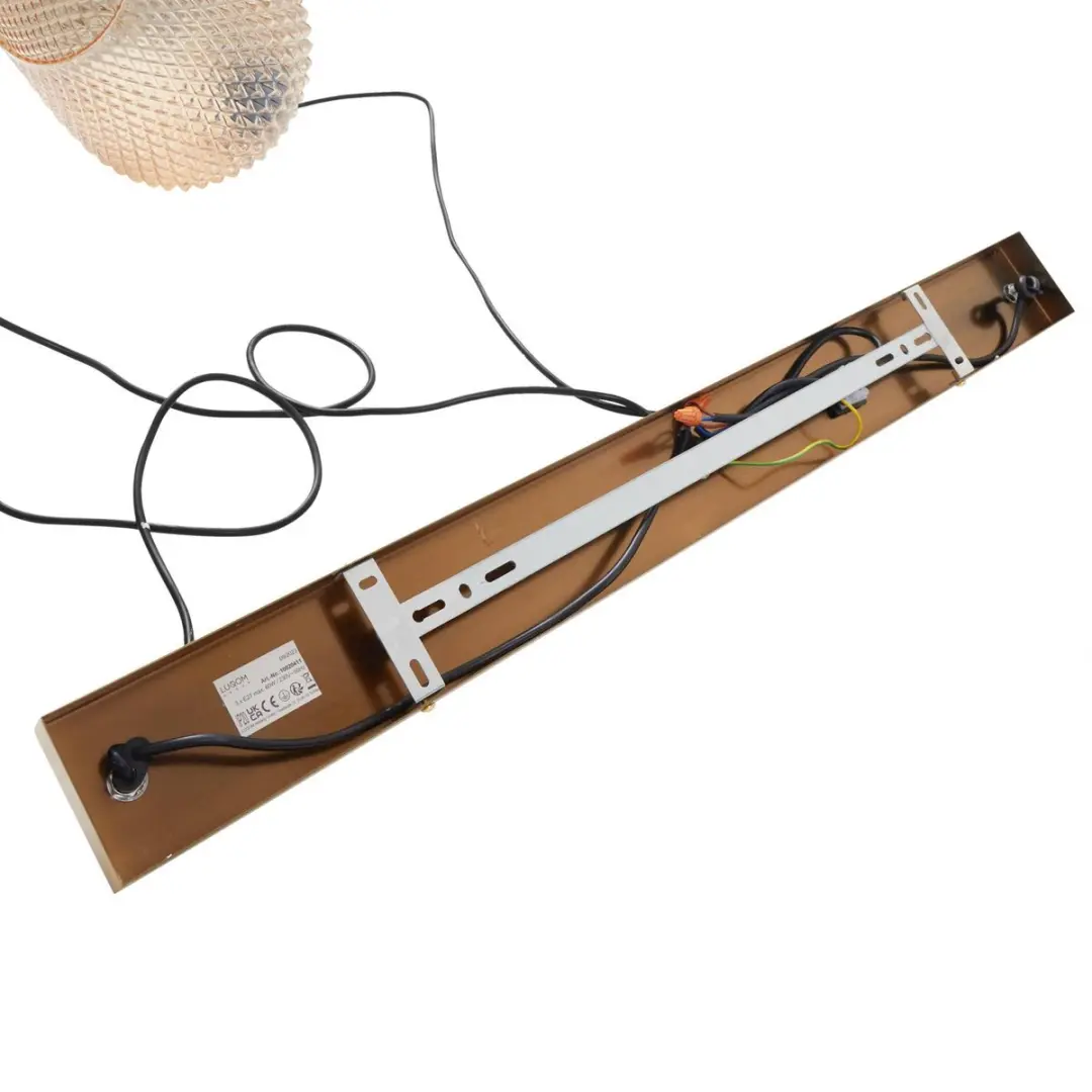 Lindby Hanglamp 3-lichts Glas Metaal 32cm E27 Amber Goud - afbeelding 4 van 6