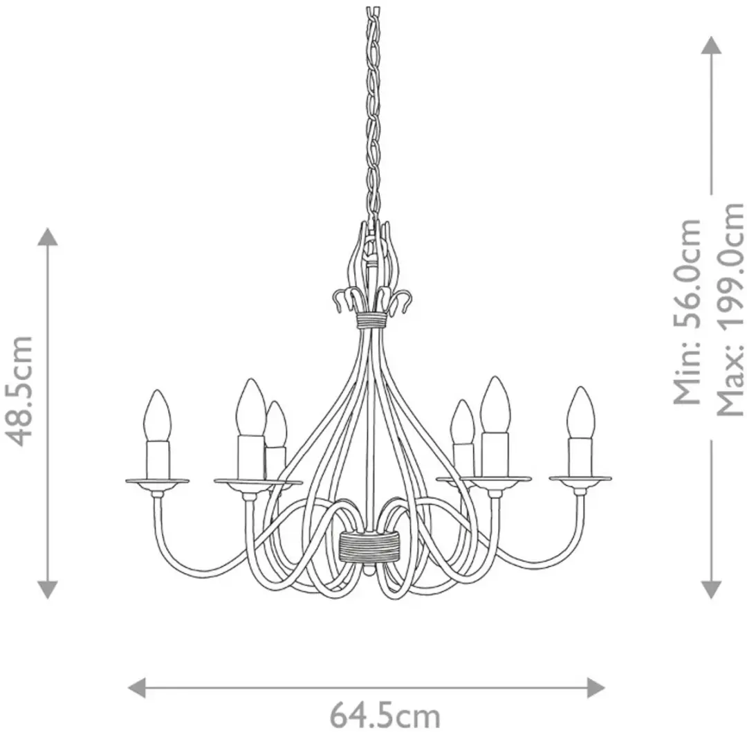 Elstead LED Kroonluchter 6x E14 60W - Dimbaar - Rust/Gold