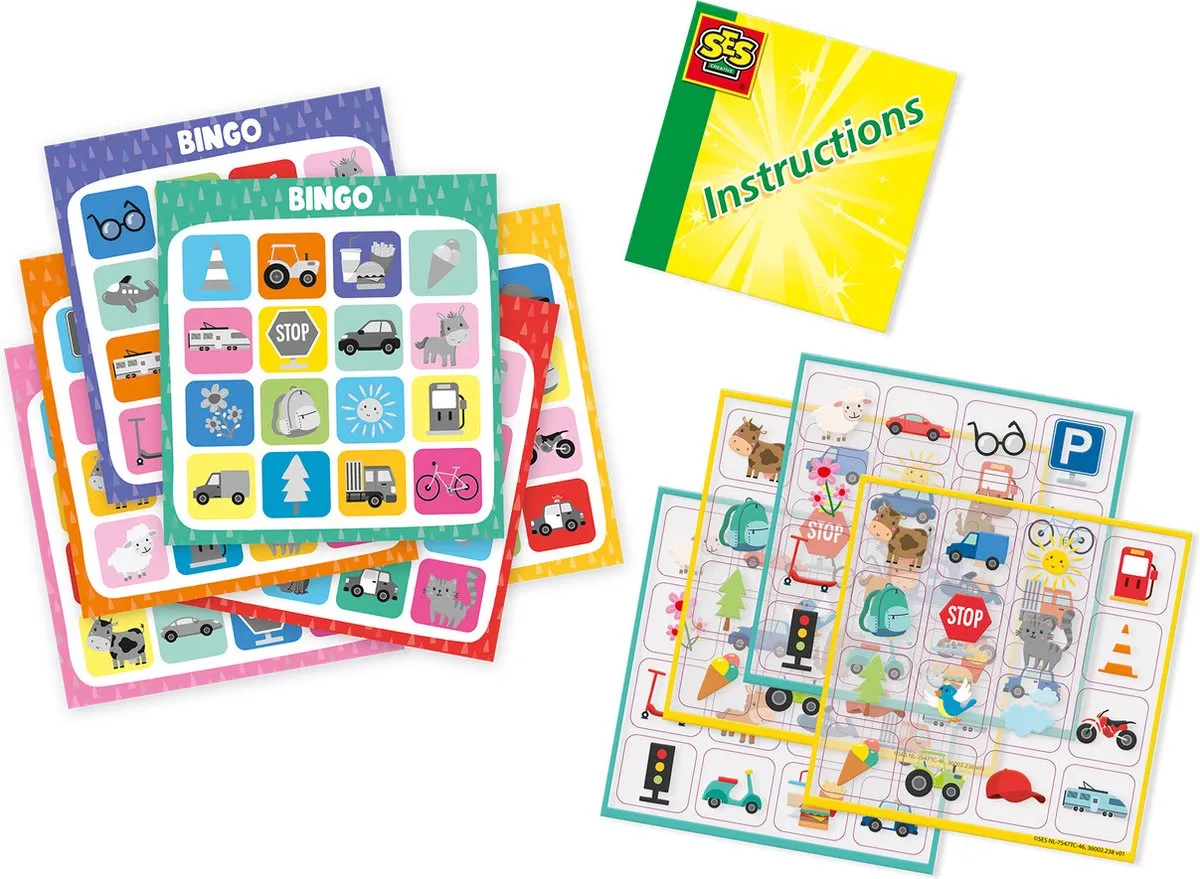 SES Creative Reisspel Raamsticker Bingo - 64 Stuks