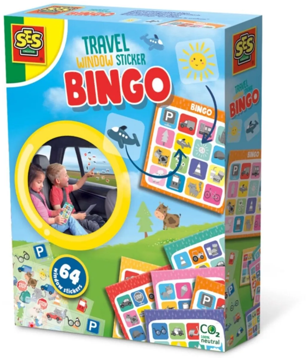 SES Creative Reisspel Raamsticker Bingo - 64 Stuks