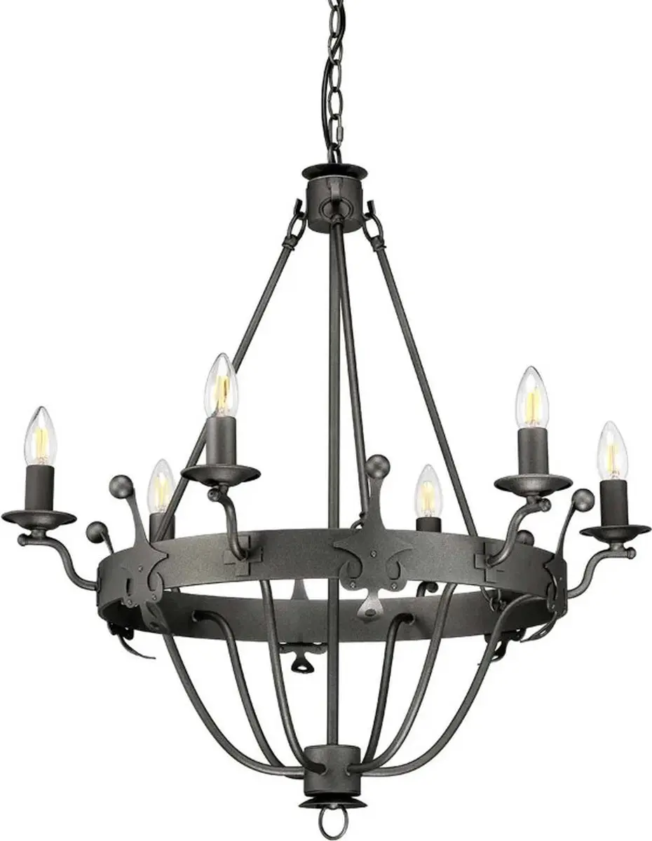 Elstead LED Kroonluchter 6xE14 60W - Dimbaar - Graphite