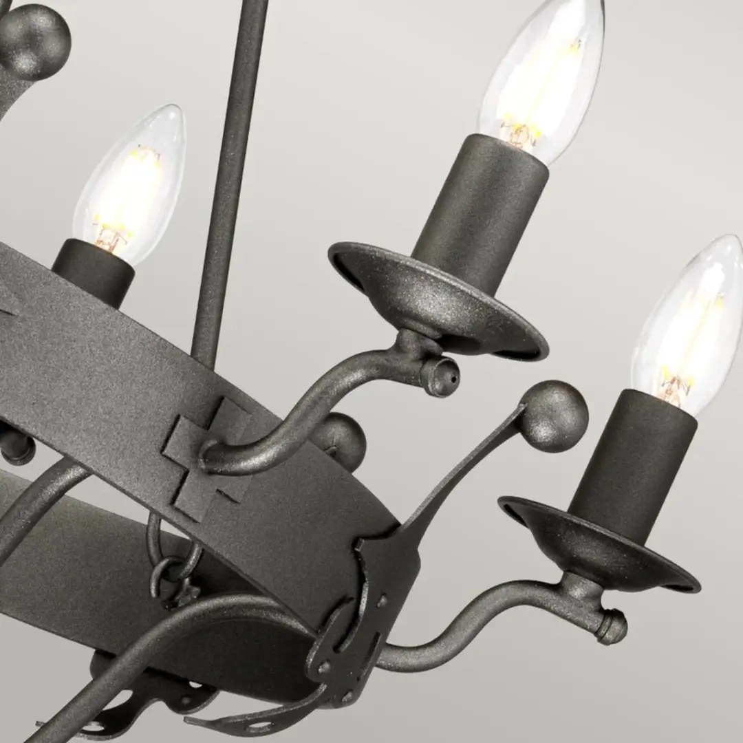 Elstead LED Kroonluchter 6xE14 60W - Dimbaar - Graphite
