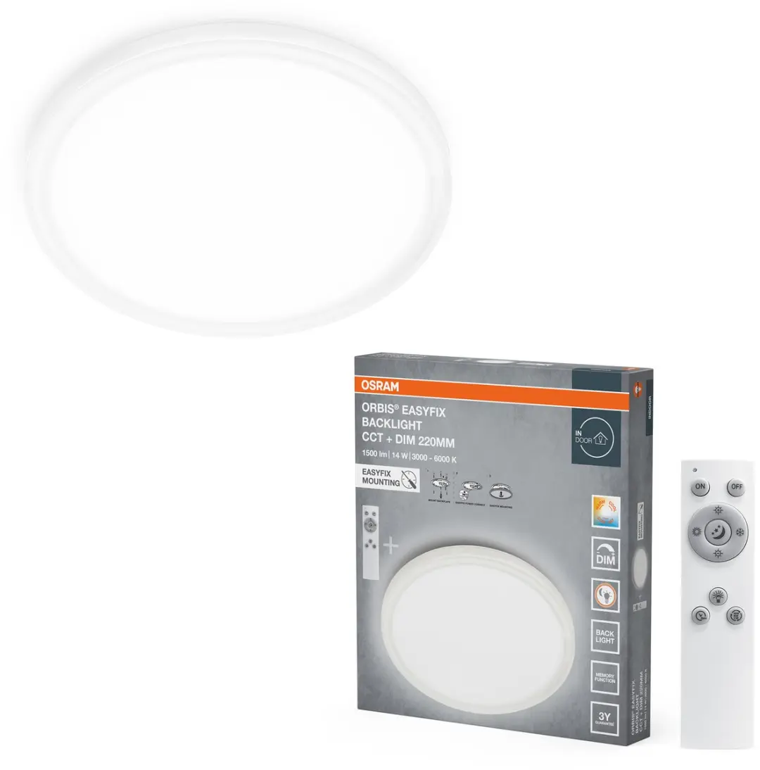 Osram Orbis Easyfix 220mm Plafondlamp - 14W Wit - 3000K/4000K/6000K - afbeelding 3 van 6