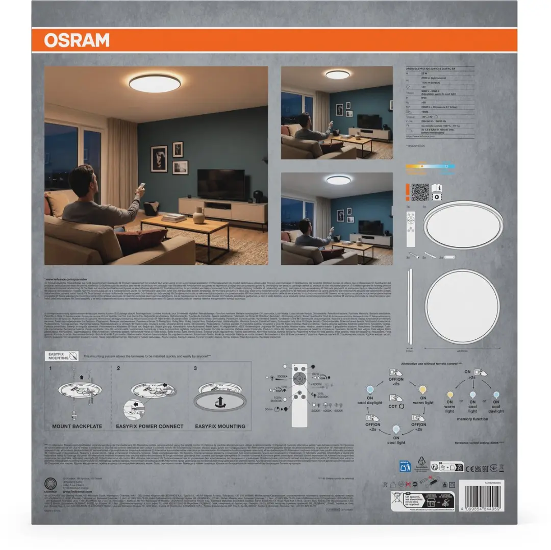 Osram Orbis Easyfix 420mm Plafondlamp - 22W CCT Zwart - 1700 Lm - afbeelding 4 van 5