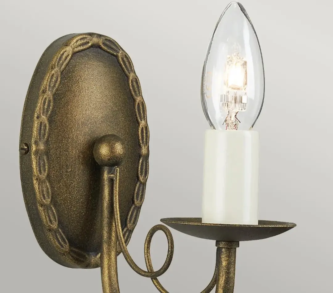 Elstead Lighting Minster LED Wandlamp - 1x E14 - 60W - Zwart/Goud