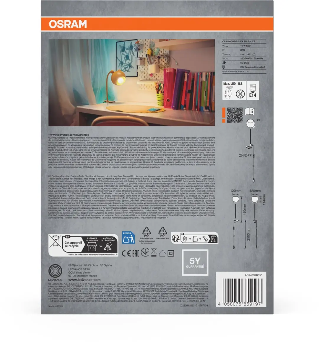 Osram Klemspot E14 - Wit - Staal - IP20 - afbeelding 4 van 4