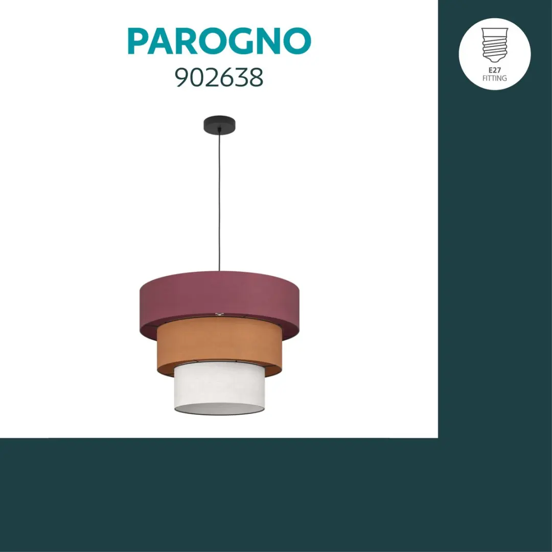 Eglo Parogno Hanglamp E27 - Ø50cm - Zwart/Rood/Oranje/Wit - afbeelding 3 van 6
