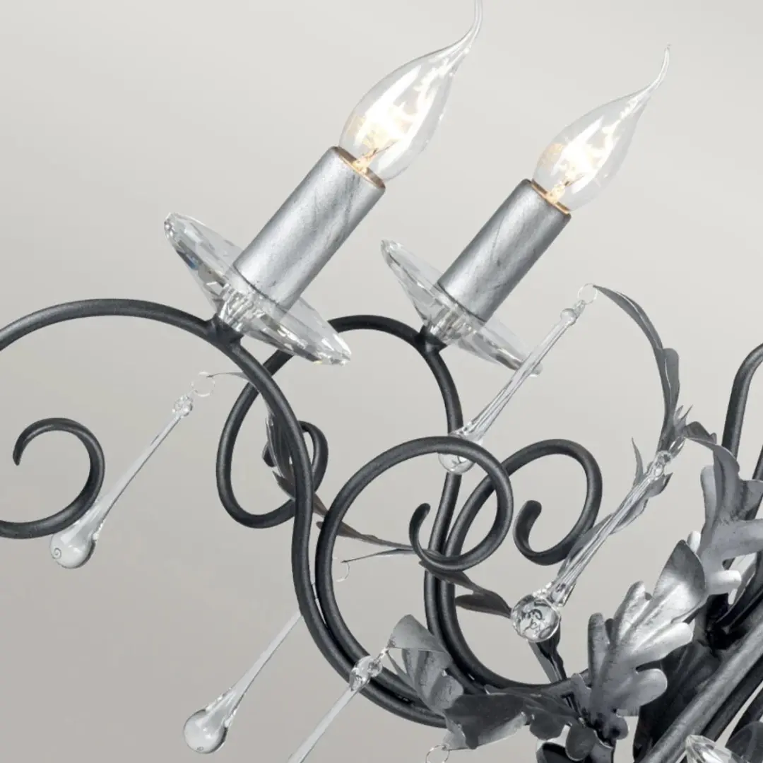 Elstead LED Kroonluchter 5x E14 60W - Dimbaar - Zwart met zilveren patina