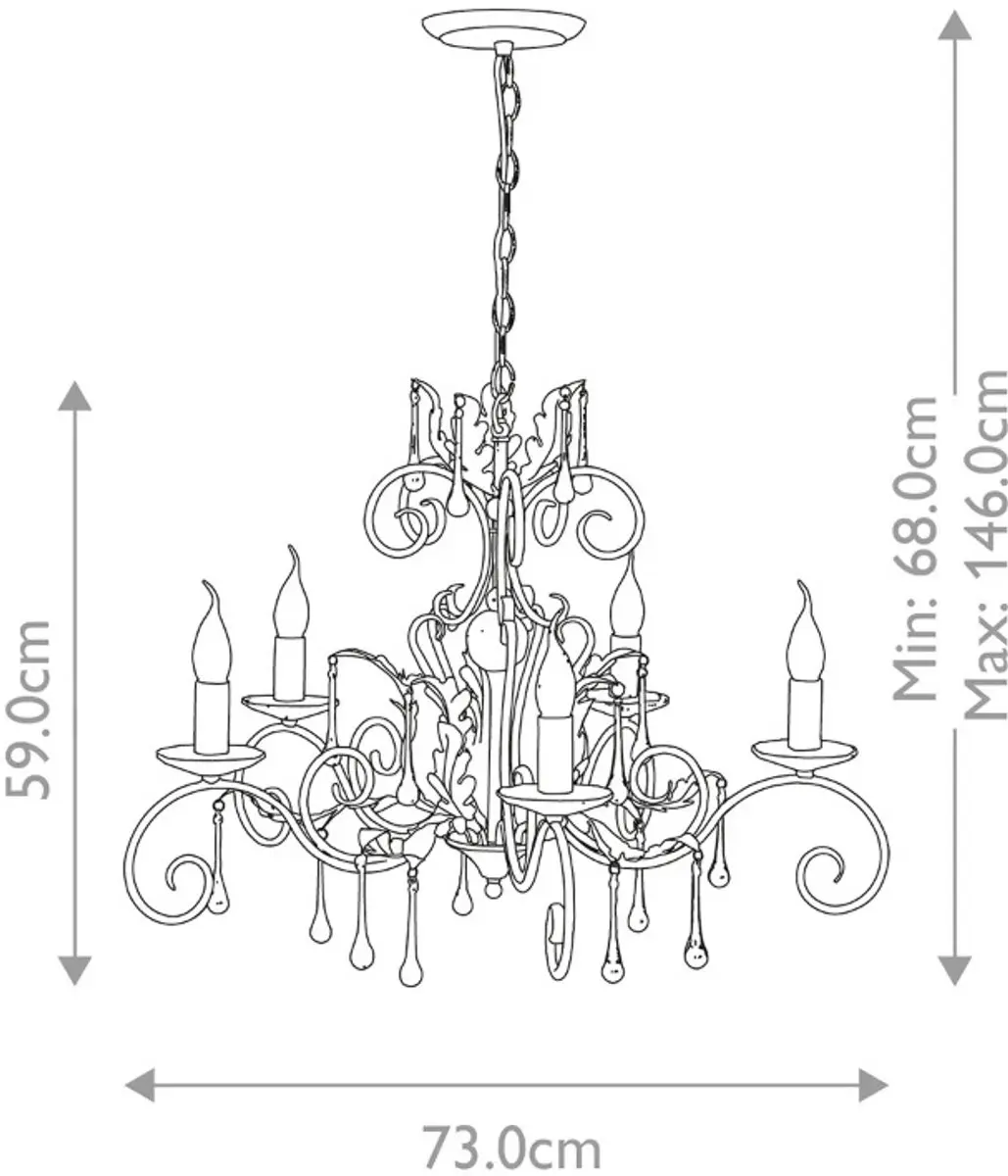 Elstead LED Kroonluchter 5x E14 60W - Dimbaar - Zwart met zilveren patina