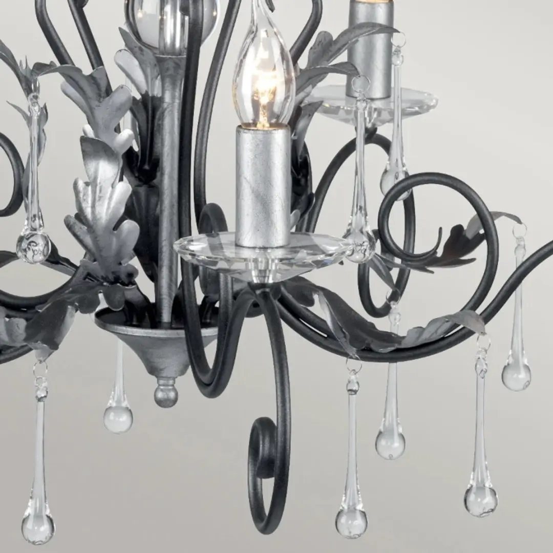 Elstead LED Kroonluchter 5x E14 60W - Dimbaar - Zwart met zilveren patina