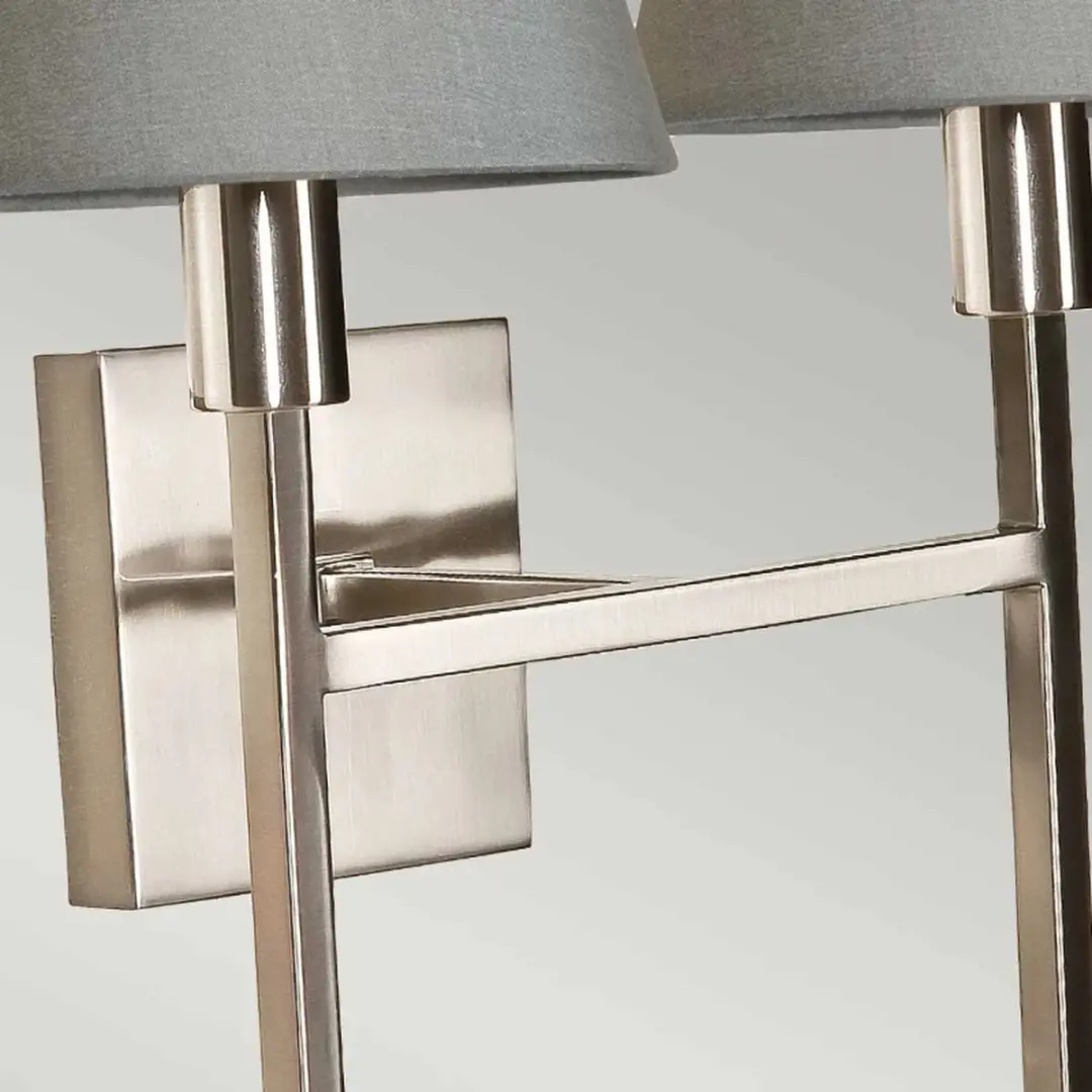 Elstead Lighting Lucerne LED Wandlamp 2xE14 - Brushed Nickel/Grijs