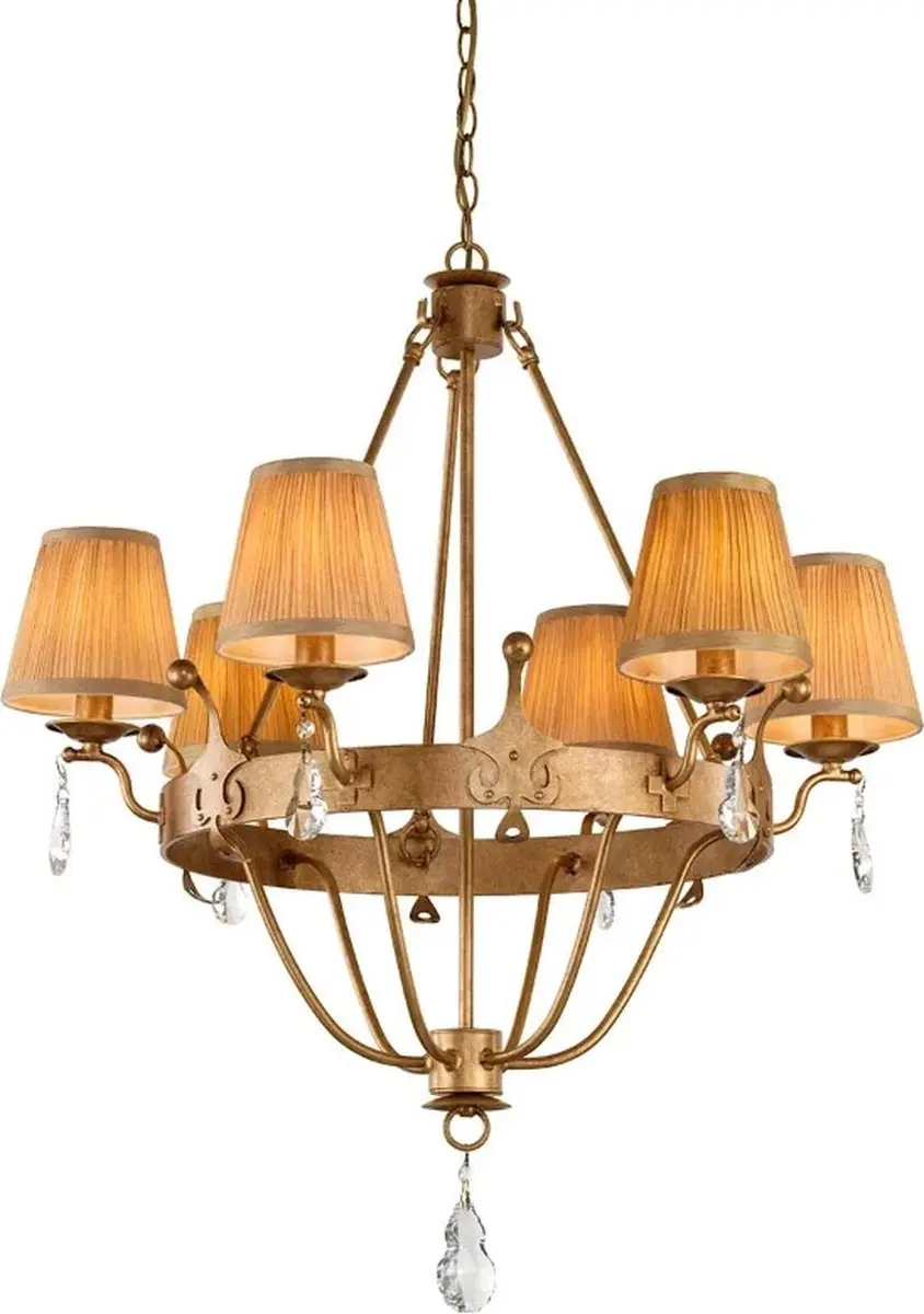 Elstead LED Kroonluchter 6x E14 60W - Dimbaar - Gold Patina