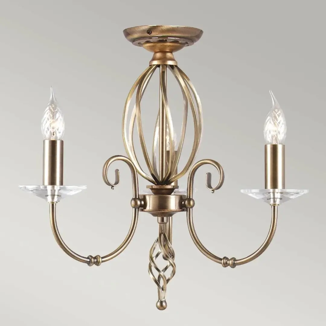 Elstead LED Kroonluchter 3x E14 60W - Aged Brass