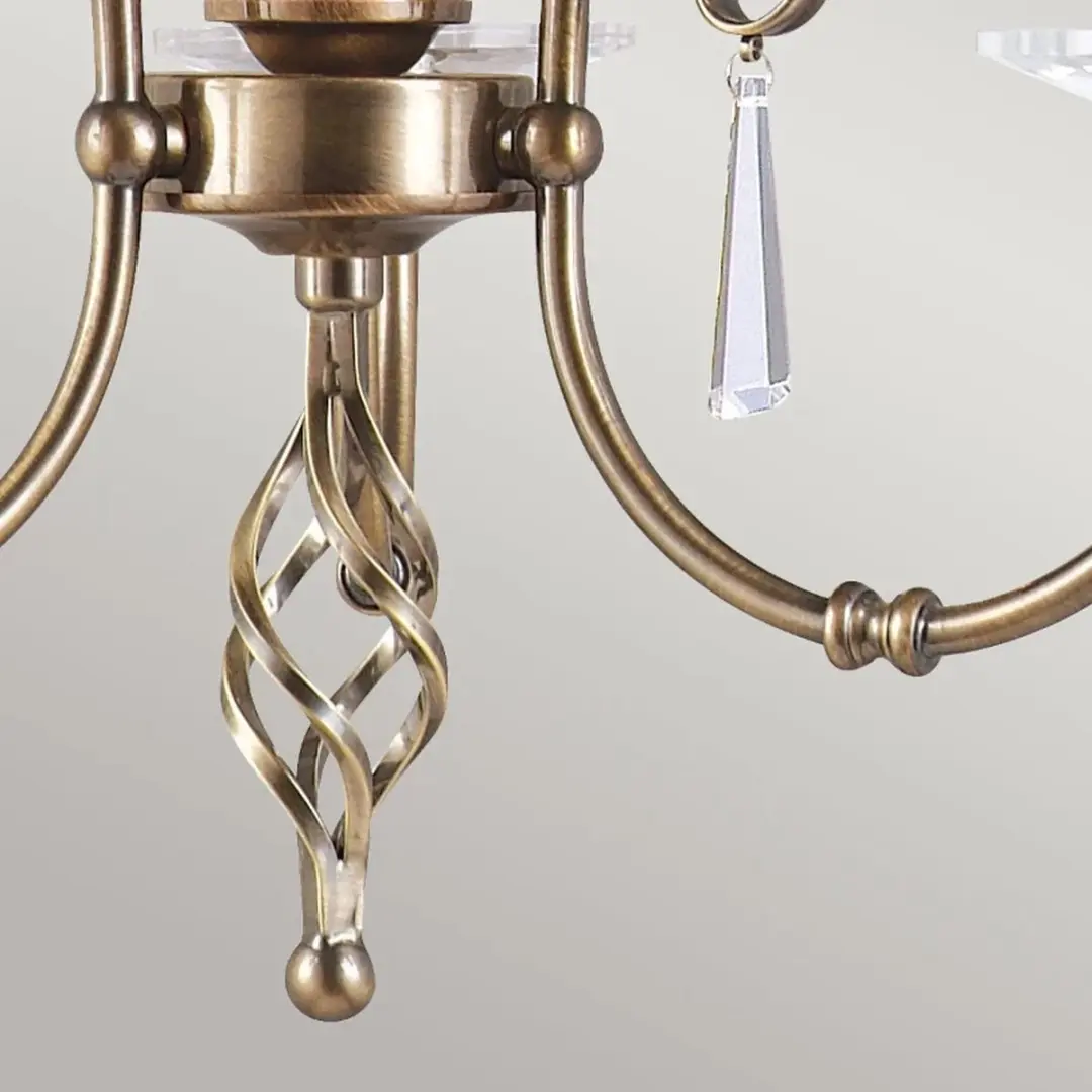 Elstead LED Kroonluchter 3x E14 60W - Aged Brass